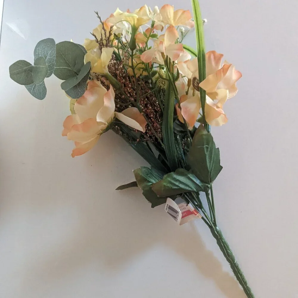 NWT Rustic Farmhouse Faux Floral Poppy Wildflowers Bouquet Wedding Summer Decor